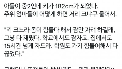 중 2아들의 키가 182cm 인 비결