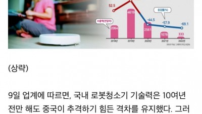 기술 유출로 중국에 점령 당한 분야