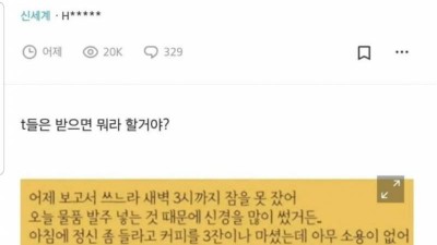 T는 답변을 못한다는 문자 내용