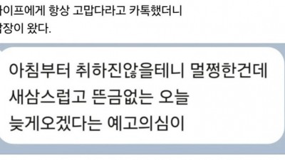 와이프에게 항상 고맙다라고 카톡했더니