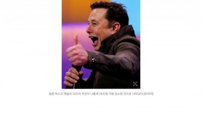 코인으로 장난치던 일론 머스크 4일만에 자산 28조 감소 News