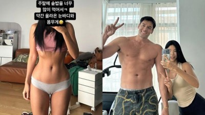 ‘줄리엔강♥’ 제이제이, 속옷만 입고 눈바 “약간 올라온 몸무게”