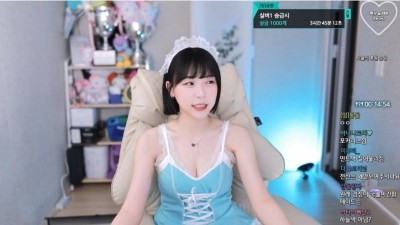 하늘색 메이드복 입은 단잉이] 여캠모드 가슴골