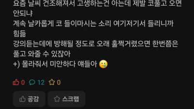 비염인들아 제발 코풀고 오면 안되냐..