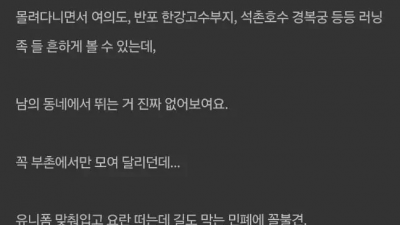 러닝한다고 남의 동네가서 뛰는 거 진짜 없어보여요