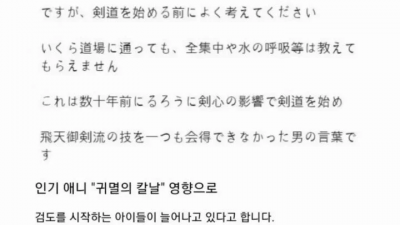 귀칼 보고 검도 배우러 오는 어린이에게 일침박는 사범님