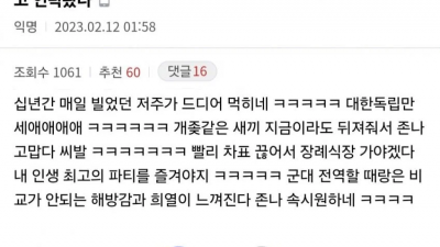 아빠가 뇌출혈로 사망하자 기뻐하는 디시 갤러