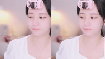 앞머리 헤어롤 말고 있는 쵸단