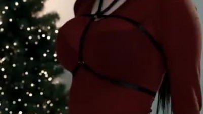 검정 브라 비치는 빨간티 위에 하네스 찬 하니니] 리액션