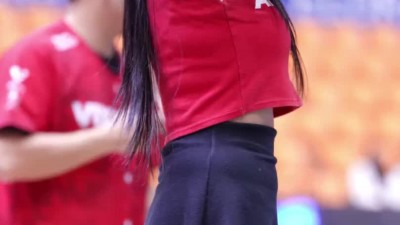 고가빈 치어리더 빨간 크롭 민소매 세라 치마