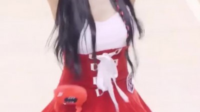 끈나시 산타복 숙인 가슴골 유세리 치어리더