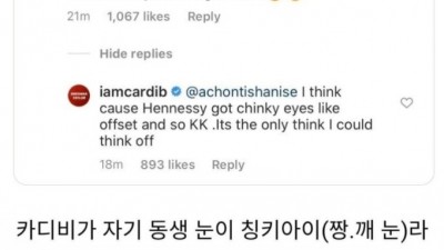 카디비 동양인 차별 수준