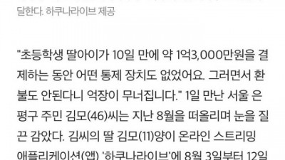  초등생이 10일동안 BJ에 1억 3000만원 결제