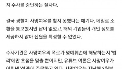  사망여우 신원 못 밝힌 경찰