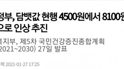  담뱃값 8100원으로 인상 추진