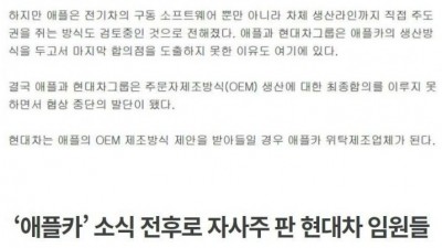  애플과 현기차가 틀어진 이유